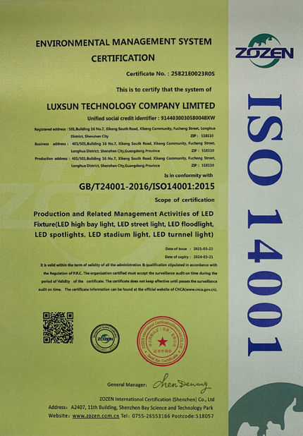الصين Luxsun lighting Co.,Ltd الشهادات
