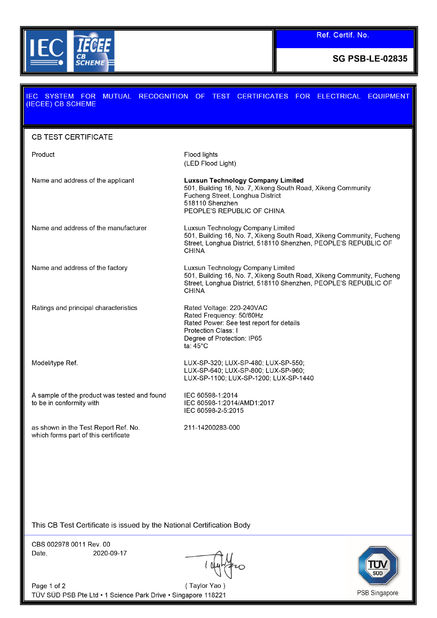 الصين Luxsun lighting Co.,Ltd الشهادات