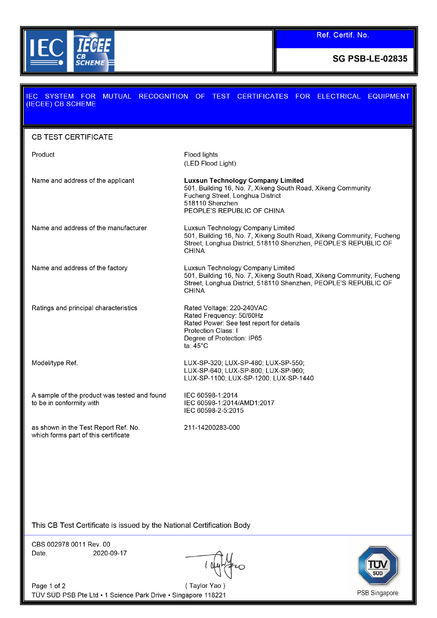 الصين Luxsun lighting Co.,Ltd الشهادات